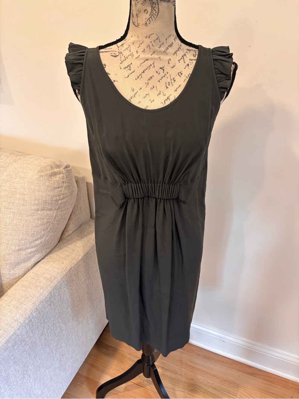 Stella McCartney Dark Gray Silk Front Gathered Dress size 38
